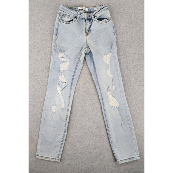 Judy Blue Denim - JUDY BLUE Jeans Size 0/24‎ Boyfriend Fit Distressed Slim Skinny Grunge STRETCH